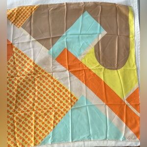 Vintage ECHO Pure Silk Scarf  Retro Mod Geometric & Hearts  MCM Pop Art Rare